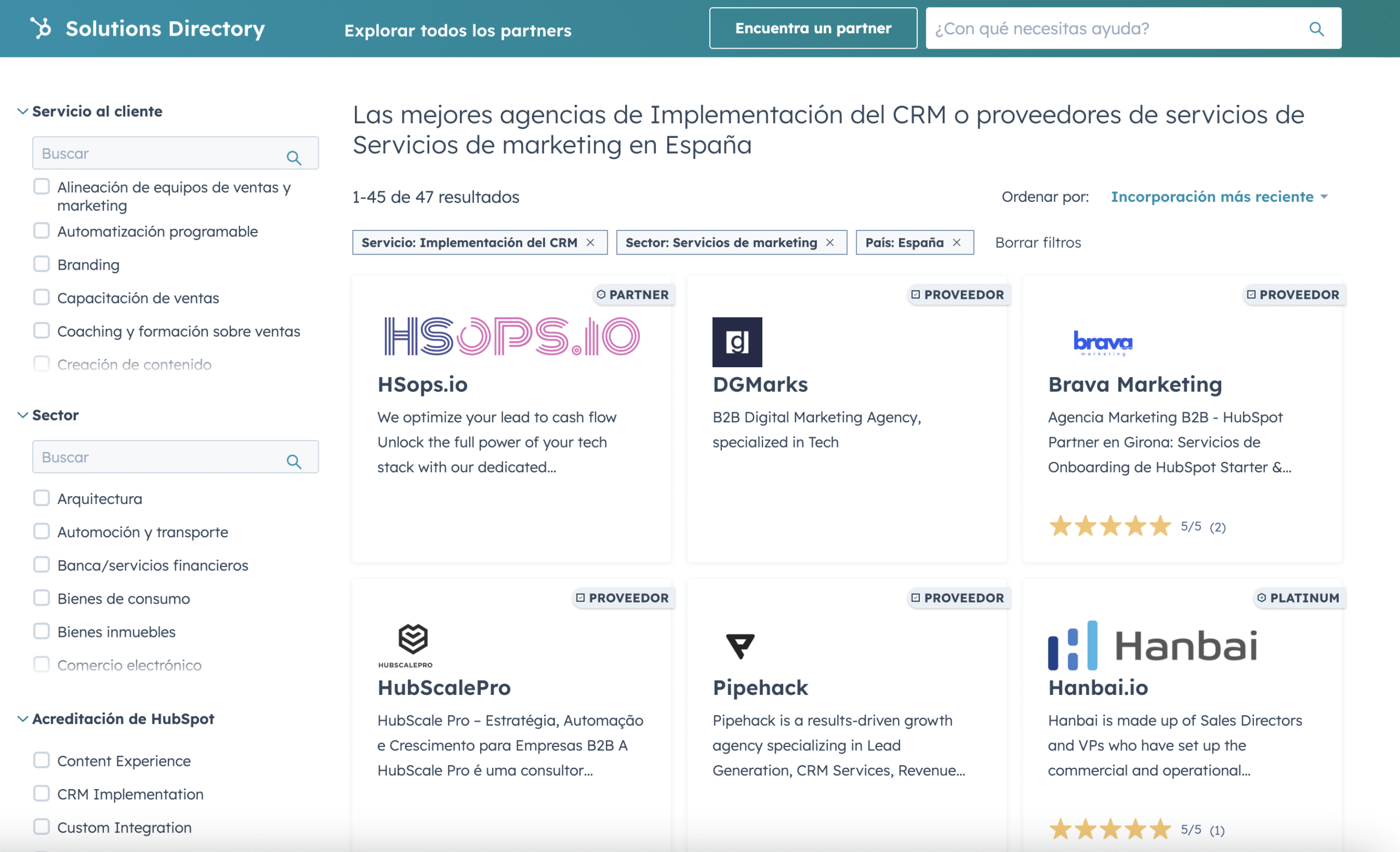 Brava Marketing, entre las mejores agencias de implementacion de crm o proveedores de servicio de marketing de España segun HubSpot España